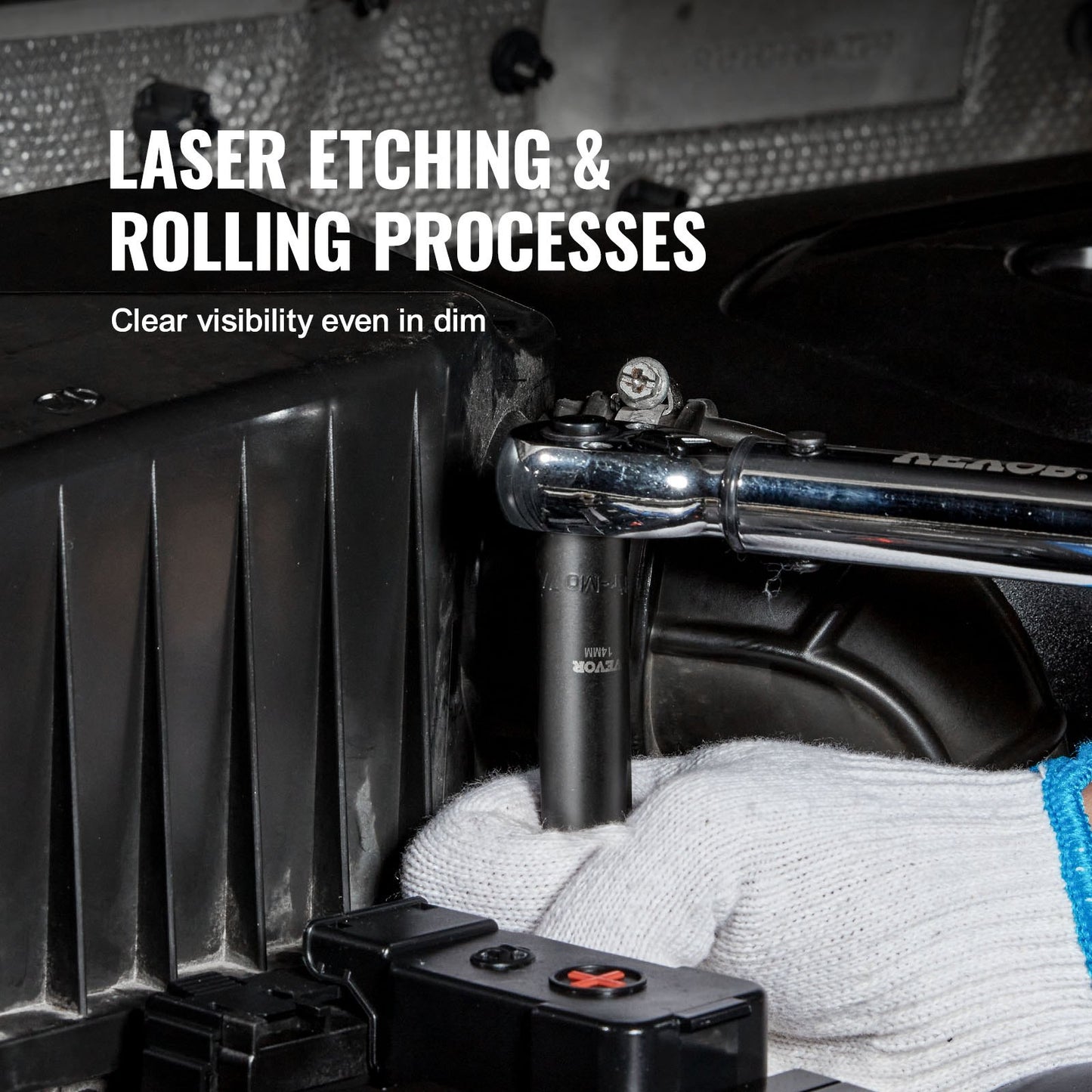 3/8" slaghylsnyckelsats, 48-delars hylsnyckelsats SAE (5/16" - 3/4") &amp; metrisk (8-22 mm) 6-punkts Cr-V-förlängningsstång Universalkoppling och borradapter Inkluderar förvaringsväska