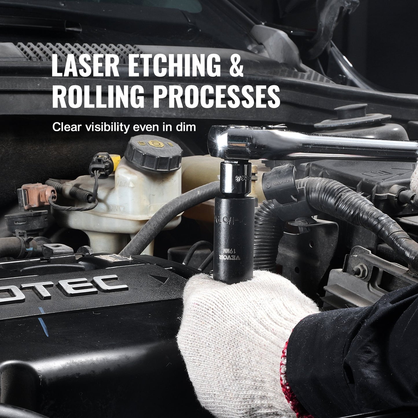 3/8" slaghylsnyckelsats, 15-delars djup hylsnyckelsats metrisk 8-22 mm, 6-kantig Cr-Mo-legerat stål för bilreparationer, lättlästa storleksmarkeringar, robust konstruktion, inkluderar förvaringsväska