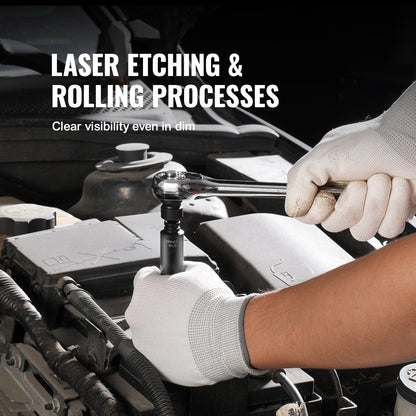 1/4" slaghylsnyckelsats, 48 ​​delar djup och grund hylsnyckelsats SAE 3/16"-9/16" och metrisk 4-15 mm, 6-kantig Cr-Mo-legerat stål för bilreparationer, lättlästa storleksmarkeringar, förvaringsväska