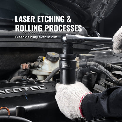 Krafthylsnyckelsats 8 delar 6-punkts 2,5 cm fäste Bits Spärrverktygssats Väska