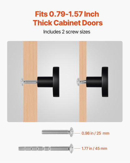 Skåpsknoppar, 10-pack, 32 mm låd- och dörrhandtag i svart zinklegering, svampformade köksknoppar, byråhandtag, skåpbeslag med skruvar för badrumsskåp, skåp och lådor
