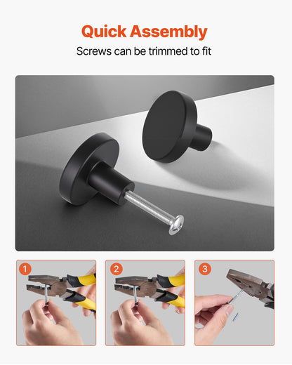 Skåpsknoppar, 10-pack, 32 mm låd- och dörrhandtag i svart zinklegering, svampformade köksknoppar, byråhandtag, skåpbeslag med skruvar för badrumsskåp, skåp och lådor