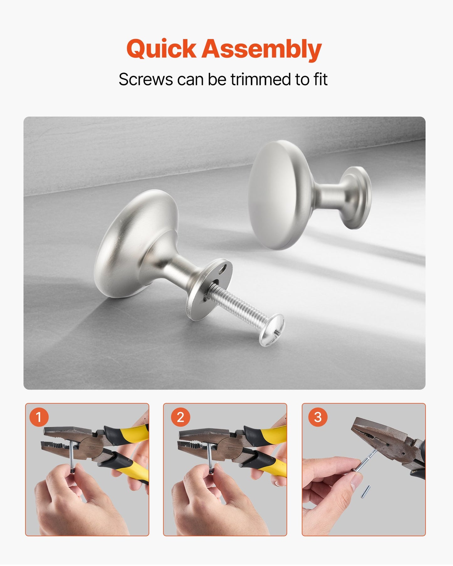 Skåpsknoppar, 25-pack, 28 mm lådhandtag i zinklegering, svampformade köksknoppar, byråhandtag, skåpbeslag med skruvar för badrumsskåp, lådor, nickelfärg