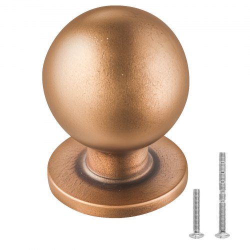 Skåpsknoppar, 12-pack, 25 mm lådhandtag i zinklegering, runda kökshandtag, massiva knoppar, skåpbeslag med skruvar för badrumsskåp, lådor, antikmässingsfärg