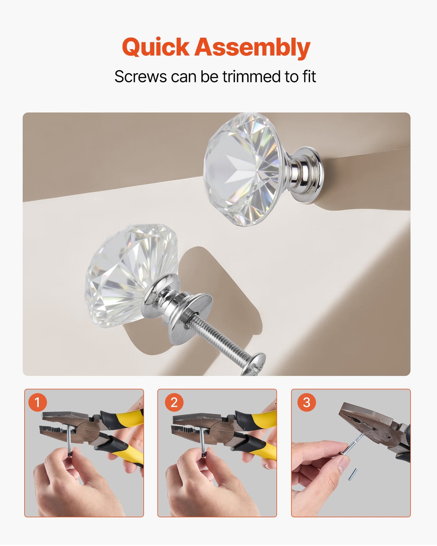 Skåpknoppar, 12-pack, 31 mm lådhandtag i akryl och zinklegering, diamantformade köksknoppar, byråhandtag, skåpbeslag med skruvar för badrumsgarderob, skåp och lådor