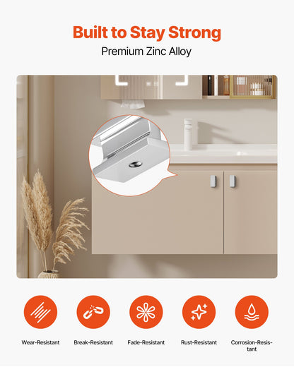 Skåpknoppar, 10-pack, 36 mm lådhandtag i zinklegering, rektangulära solida knoppar för köksbyrå, skåpbeslag med skruvar för badrumsskåp, lådor, kromfärg