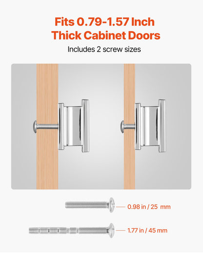 Skåpknoppar, 10-pack, 36 mm lådhandtag i zinklegering, rektangulära solida knoppar för köksbyrå, skåpbeslag med skruvar för badrumsskåp, lådor, kromfärg