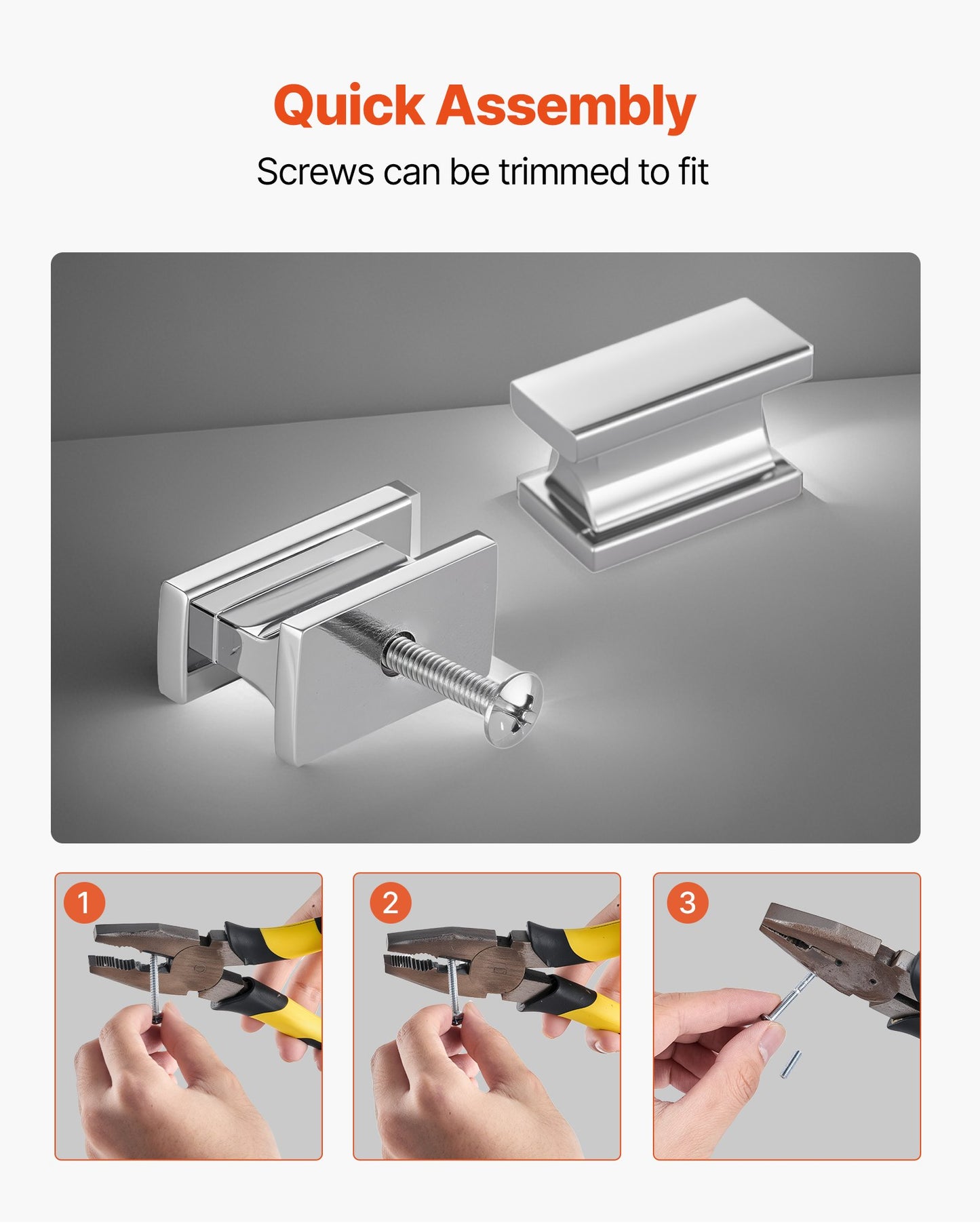 Skåpknoppar, 10-pack, 36 mm lådhandtag i zinklegering, rektangulära solida knoppar för köksbyrå, skåpbeslag med skruvar för badrumsskåp, lådor, kromfärg