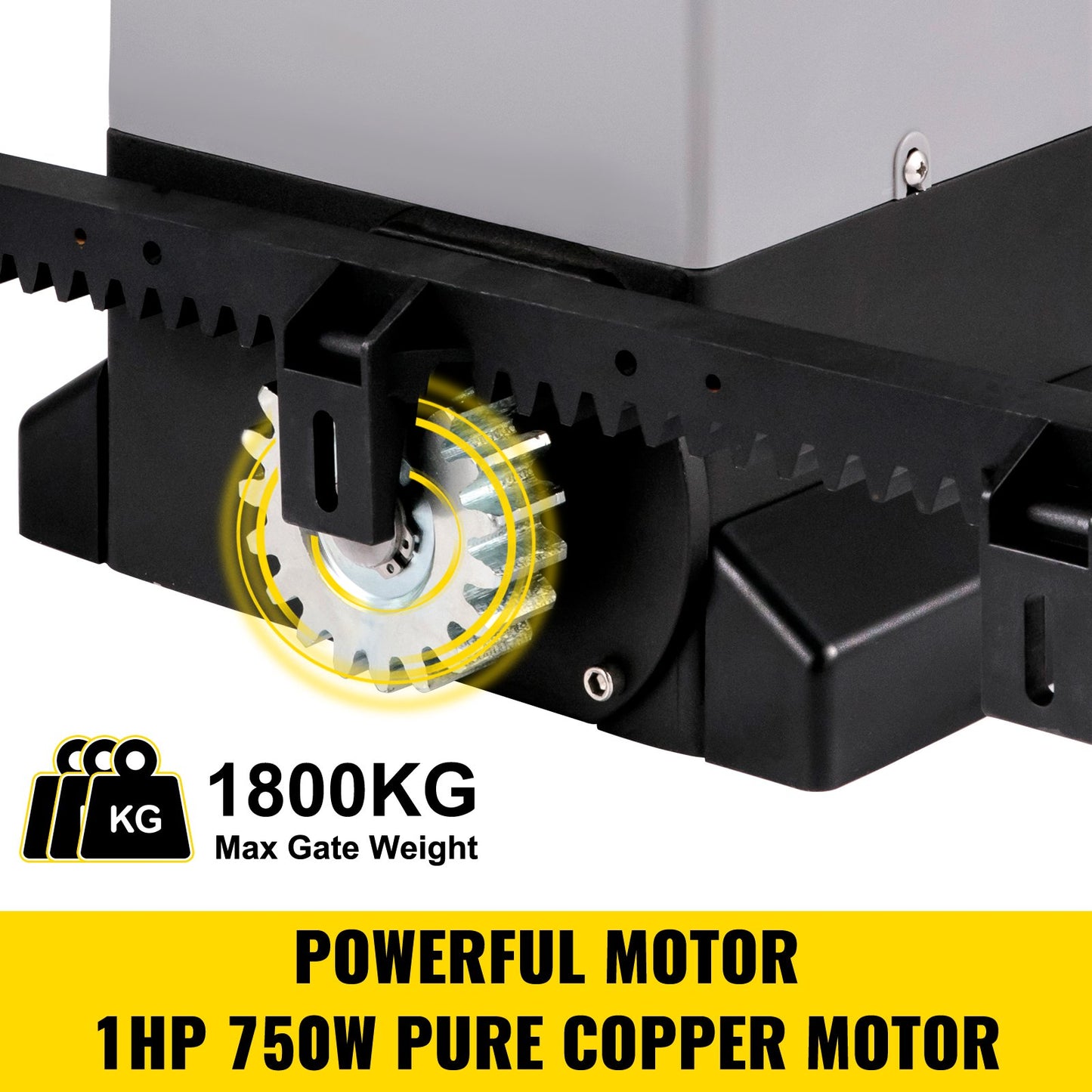 Skjutgrindsöppnare, 1800 KG 5 m, Automatisk skjutgrind med 4 fjärrkontroller och app-kontroll, Elektrisk rullande uppfartsskjutgrindsmotor, Komplett grindmotor och säkerhetssystemkit