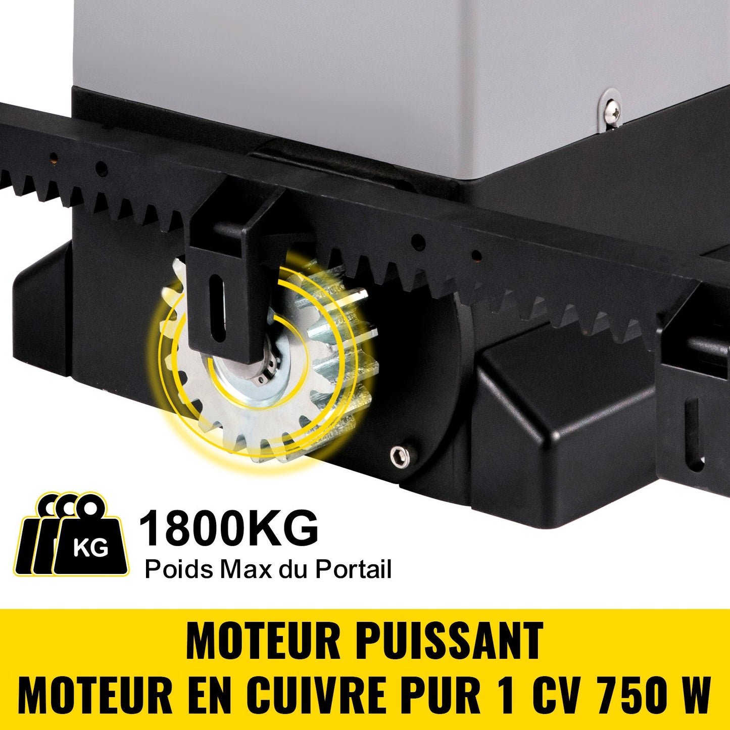 Skjutgrindsöppnare, 1800 KG 7 m, Automatisk skjutgrind med 4 fjärrkontroller och app-kontroll, Elektrisk rullande uppfartsskjutgrindsmotor, Komplett grindmotor med säkerhetssystem