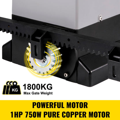 Skjutgrindsöppnare, 1800 KG 8 m, Automatisk skjutgrind med 4 fjärrkontroller och app-kontroll, Elektrisk rullande uppfartsskjutgrindsmotor, Komplett grindmotor, säkerhetssystem, kit