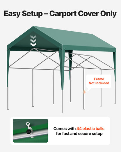 Carportöverdrag, 3 x 6 m dricksskyddad presenning för garage, UV-resistent och vattentät bilskyddspresenning, kraftigt bilportsöverdrag med bollvagnar, mörkgrön, ram ingår ej