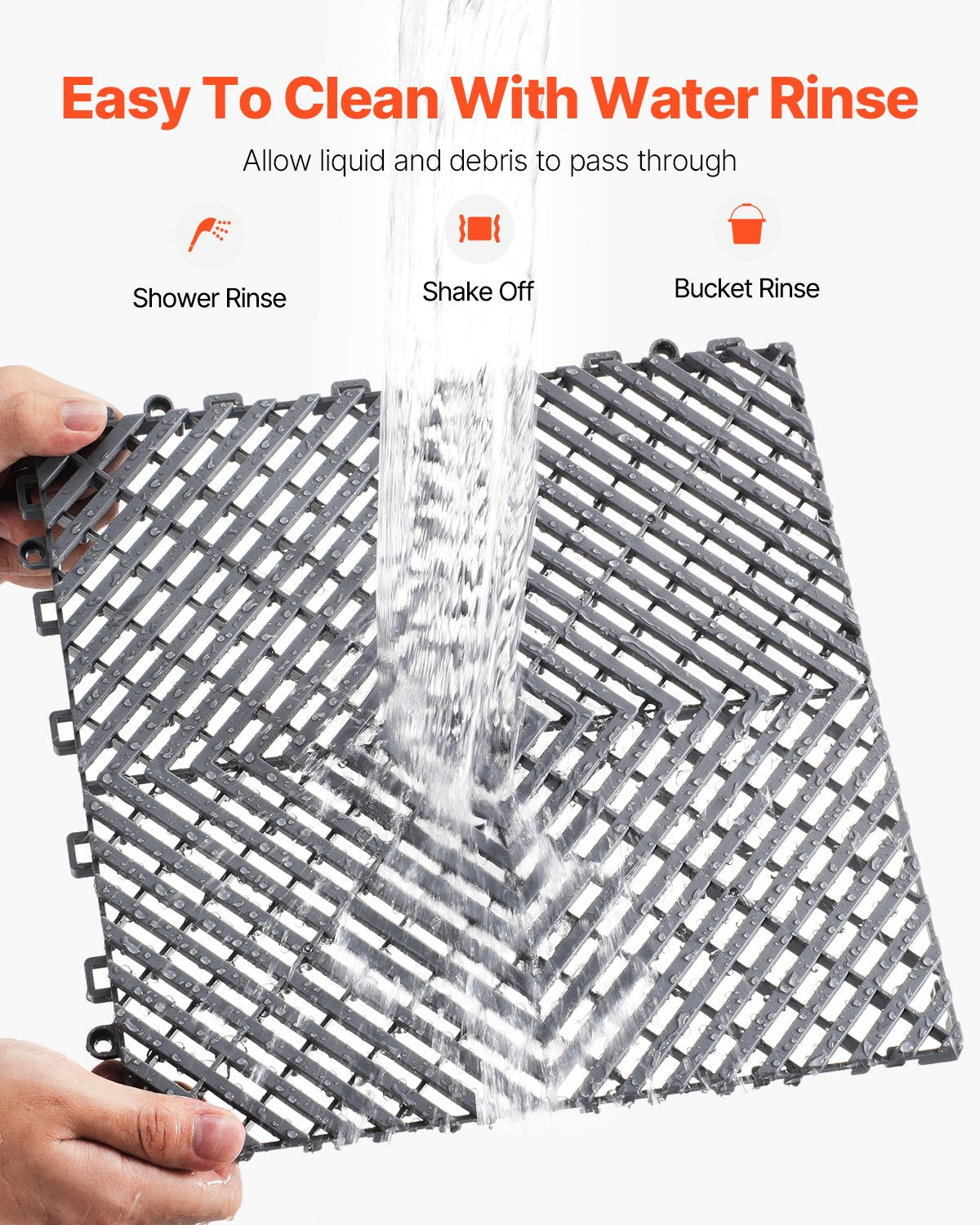 Sammankopplande dräneringsmatta, 30 x 30 cm modulär sammankopplande kudde, 50 st. skarvmattor för dränering, halkfria grå PP-dräneringsgolvplattor och duschmatta, för garage, trädgård, kök och utomhusbruk