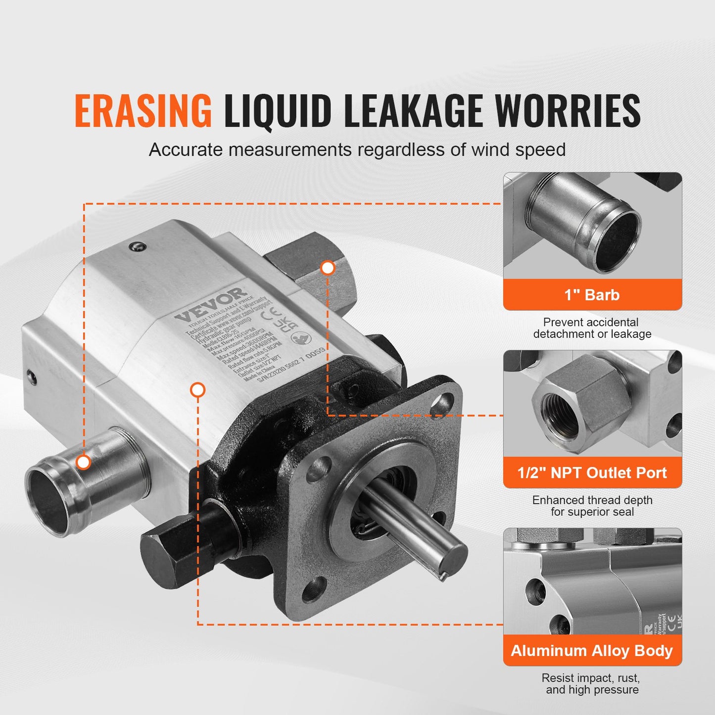 Hydraulisk vedklyvspump, 60,6 l/min, 2-stegs 27,6 MPa vedklyvspump, 2,54 cm inlopp 1,27 cm NPT-utlopp 3600 varv/min Hydraulisk kugghjulspump i aluminium, för liten motormontering av vedklyvar snöplog