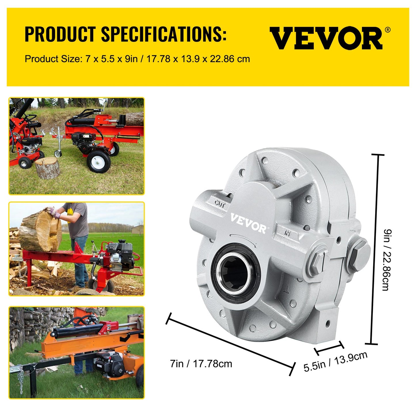 Hydraulpump 21.2GPM hydraulmotor 540 RPM vedklyv 2250PSI hydraulisk klyv SAE 12 utloppsportar hydraulisk pump för vedklyv för lastbils bakluckelyft, saxlyft, tippvagn