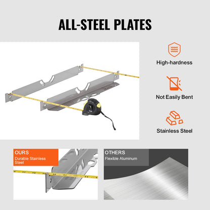 Hjulinställningsverktyg, 2-pack tåplattor för tåjustering, hjulinställningsplatta i rostfritt stål, Noggrann mätning av tåvinkel, Inkluderar 2 måttband och konverteringstabell