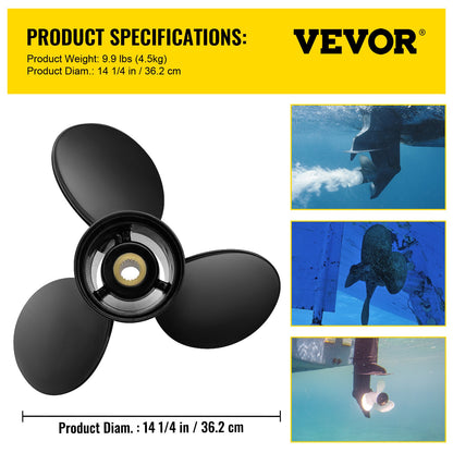 Utombordspropeller, ersätter OEM 3817469, 3-bladig 14 1/4 x 21 aluminiumbåtpropeller, kompatibel med Volvo Penta SX Drive alla modeller, med 19-tandade splines, höger