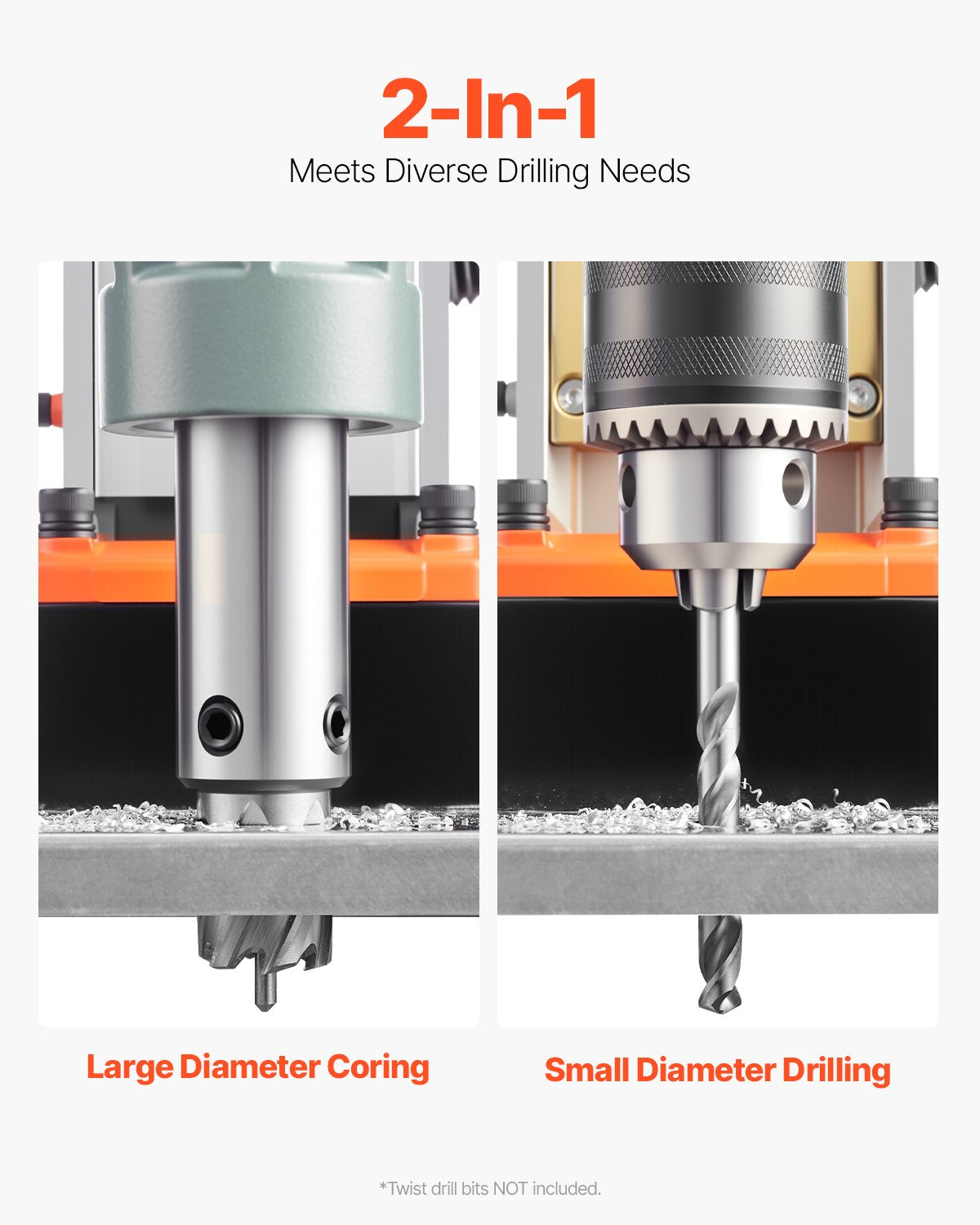 Magnetborrmaskin, 1550W motor, 2 tums borrdiameter, 2922 lbf bärbar elektrisk magnetborrpress, 0-500 varv/min variabel hastighet, borrmaskin för metallytor, industri och heminredning