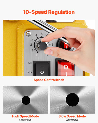 Magnetborr, 1200W motor 1,6 tum borrdiameter, 2810 lbf elektrisk magnetborrpress, med 2 kärnborrar, variabel hastighet, borrmaskin för metallytor, heminredningsindustrin, gul