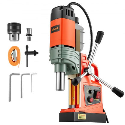 Magnetisk borrpress, 1350 W, 50 mm borrdiameter, 12500N bärbar magnetborrpress, 0–800 varv/min justerbar hastighet, med Weldon-skaft, för metallytor, industri och heminredning