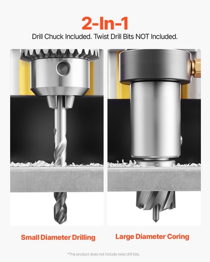 Magnetborrmaskin, 1400W motor, 2 tums borrdiameter, 2922 lbf bärbar elektrisk magnetborrpress, 0-750 varv/min variabel hastighet, borrmaskin för metallytor, industri och heminredning
