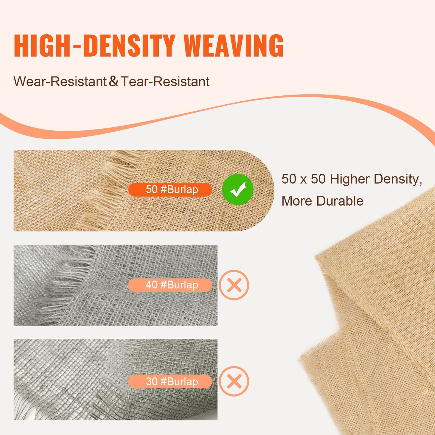 Rulle av säckväv, 91 cm x 45 m och 136 x 136 cm högdensitets breda naturliga säckvävrullar, rulle av jutetyg ​​för träd, för dekoration, hantverk, bröllop, trädgårdsskötsel, vintertäckning för växter och träd