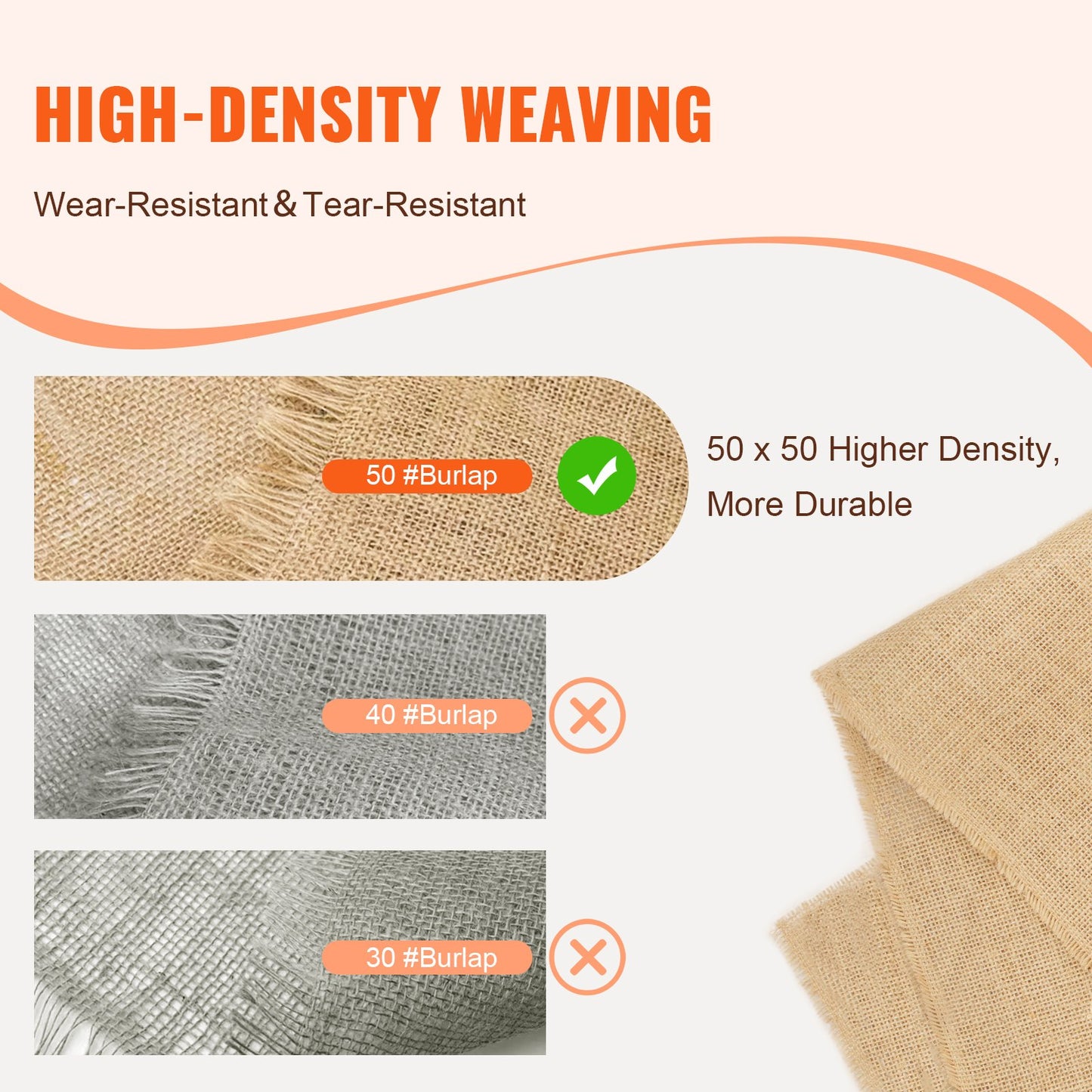 Rulle av säckväv, 102 cm x 91 m och 132 x 132 cm högdensitets breda naturliga säckvävrullar, rulle av jutetyg ​​för träd, för dekoration, hantverk, bröllop, trädgårdsskötsel, vintertäckning för växter och träd