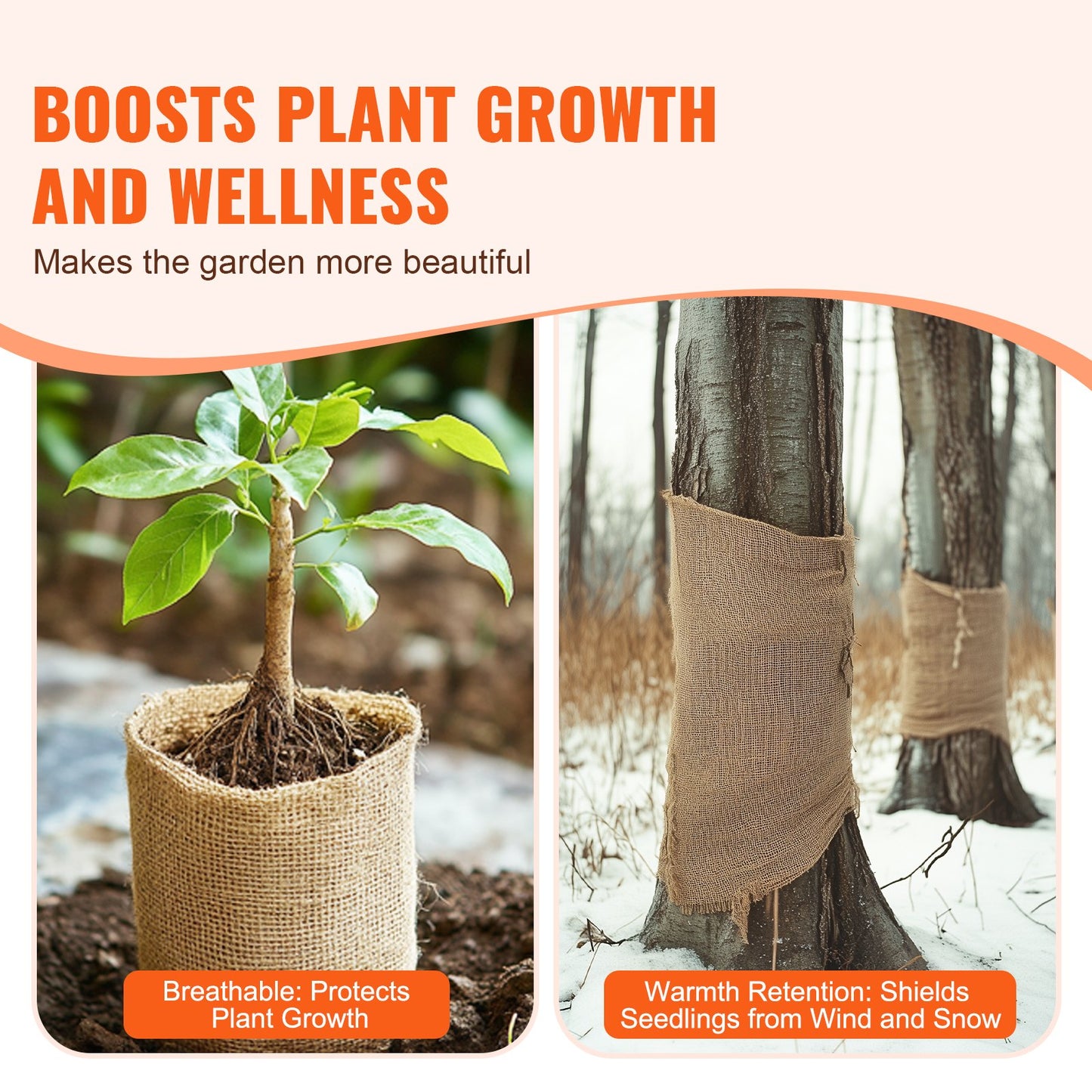 Rulle av säckväv, 40” x 30 ft och 50 x 50 högdensitets breda naturliga säckvävrullar, jutetyg, rulle av säckväv för träd, för dekoration, hantverk, bröllop, trädgårdsskötsel, växt- och trädvintertäckning