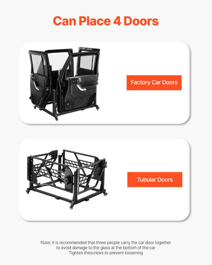 Jeep dörrförvaringsvagn, 4 dörrars flyttbar förvaringsvagnsställ med förtjockad gummikudde, robust bildörrhållare passar för Jeep Wrangler JK JL/Gladiator JT 2007-2023 JK JL / Gladiator JT
