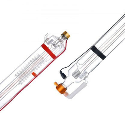 90W CO2-laserrör, 49,2 tum (1250 mm) längd, 3,1 tum (80 mm) diameter, laserskärrör i borsilikatglas med metallhuvud, 10 000 timmars kablar förkopplade för lasergravyr- och skärmaskin