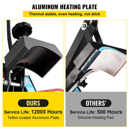 Hattvärmepress 5,5 x 3,5 tums värmepressmaskin 600W professionell hattvärmepressmaskin för hattar, mössor, transferpress med 12 000 timmars livslängd, digital LCD-timer och temperaturkontroll