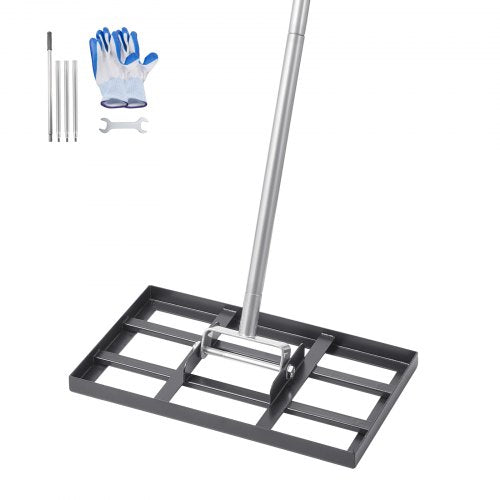 Gräsmattajämnare, gräsmattajämnare med 78 tums handtag, 17x10 tums markplatta, rostbeständig jordjämnare i kolstål, justerbar i 5 höjder, kraftbesparande gräsmattajämnare för gårdsgolfbana
