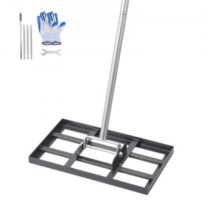 Gräsmattajämnare, gräsmattajämnare med 78 tums handtag, 17x10 tums markplatta, rostbeständig jordjämnare i kolstål, justerbar i 5 höjder, kraftbesparande gräsmattajämnare för gårdsgolfbana