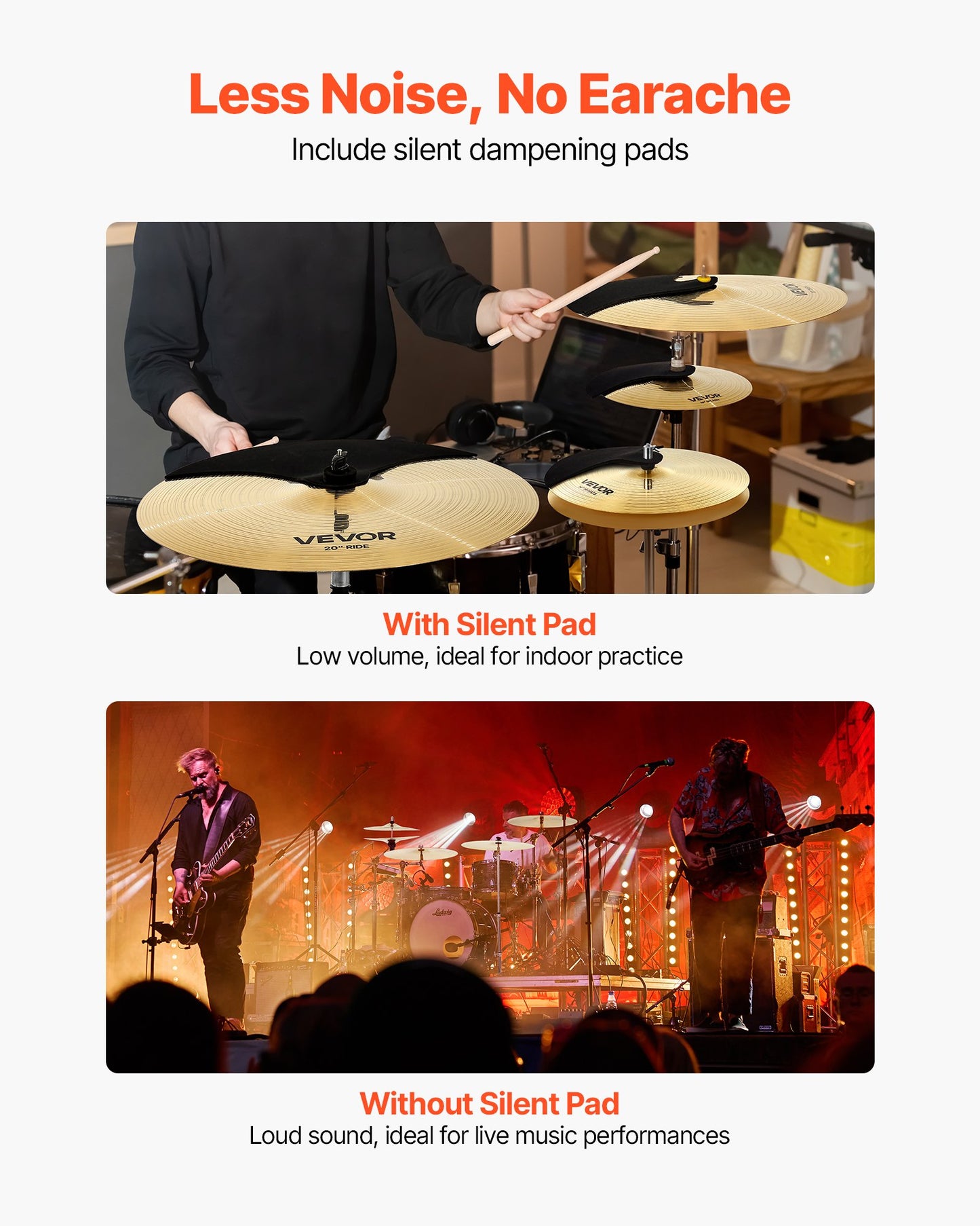 Cymbal Pack 4 Pieces Cymbals Drum Set 14 16 18 20 Inches (355/400/455/505 mm) Cymbals for Drum