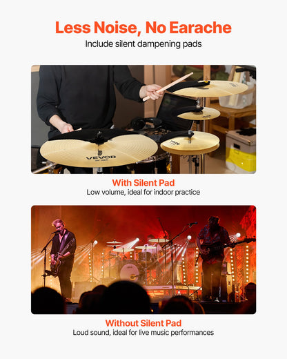 Cymbal Pack 4 Pieces Cymbals Drum Set 14 16 18 20 Inches (355/400/455/505 mm) Cymbals for Drum