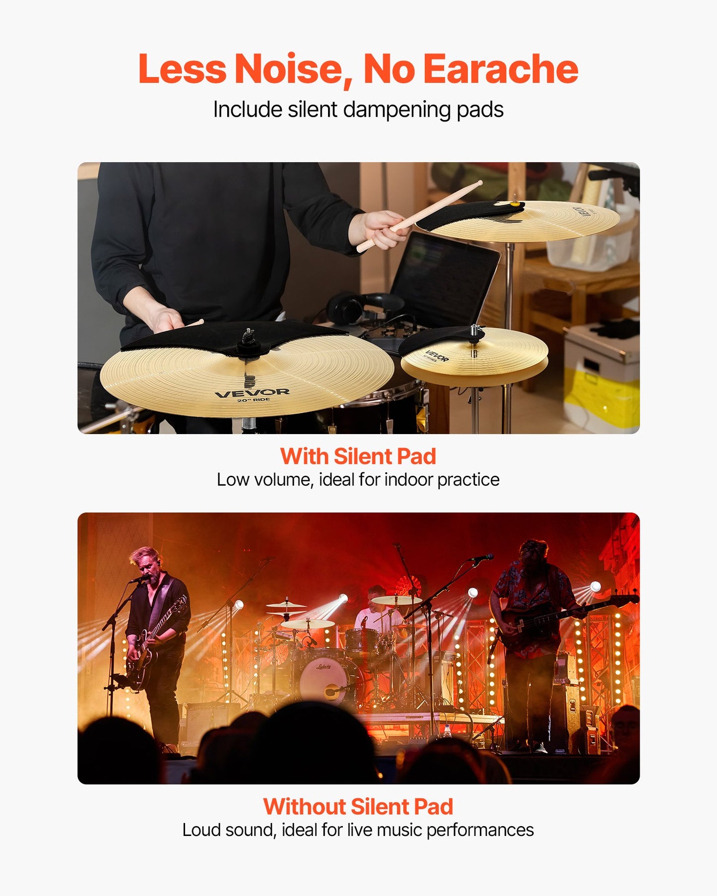 Cymbal Pack 3 Pieces Cymbals Drum Set 355/400/505 mm (14 16 20 Inches) Cymbals for Drum