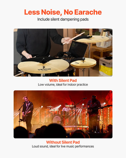 Cymbal Pack 3 Pieces Cymbals Drum Set 355/400/505 mm (14 16 20 Inches) Cymbals for Drum