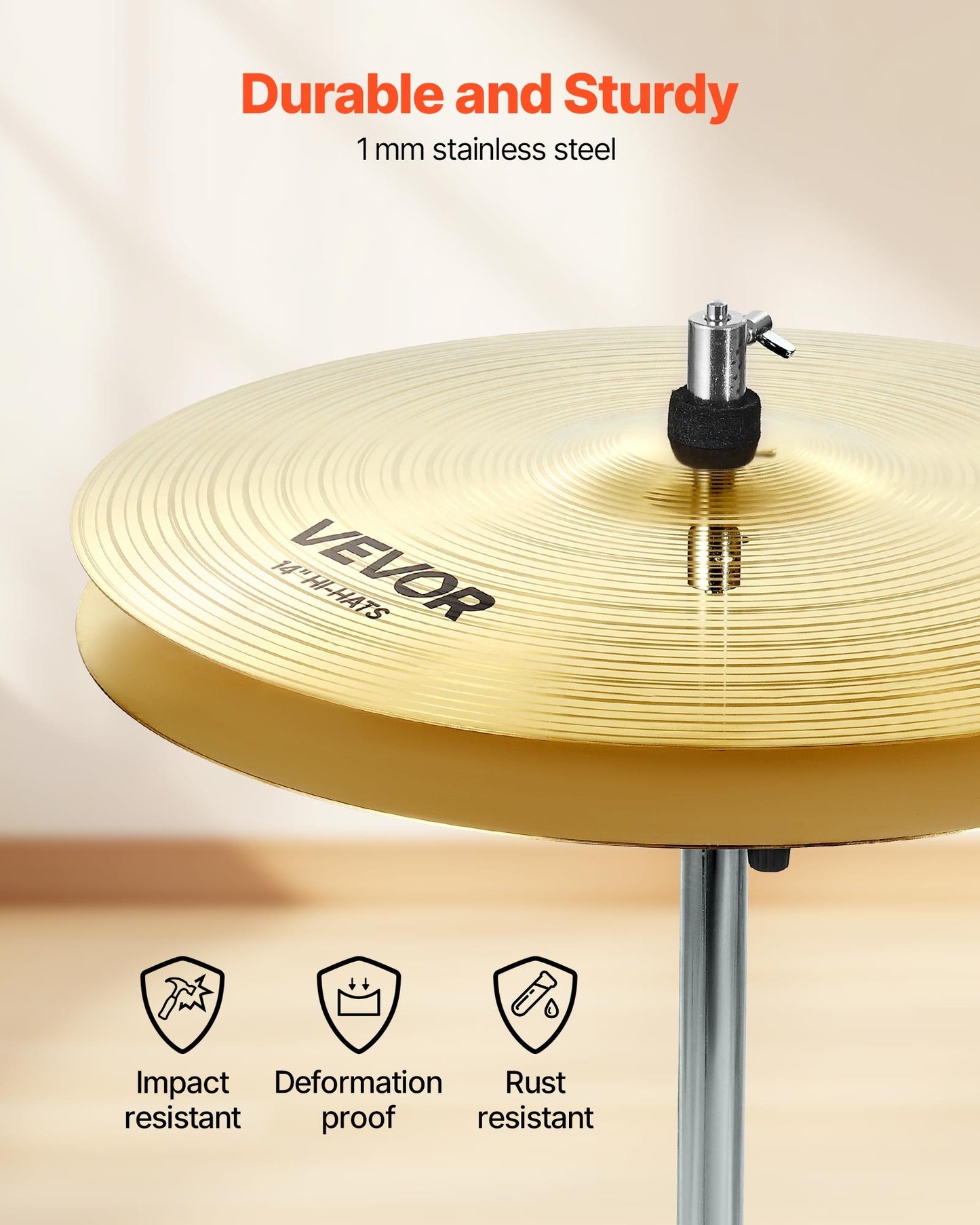 Cymbalpaket 6 delar cymbalset 254/355/400/455/505 mm (10 14 16 18 20 tum) cymbaler för trummor