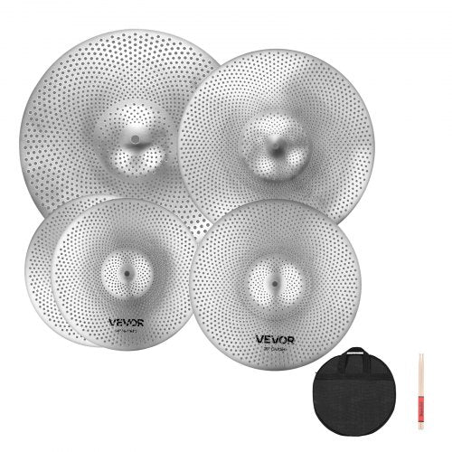 Lågvolym cymbalpaket 4 delar 350/400/455/505 mm (14/16/18/20 tum) legeringscymbaler för trummor