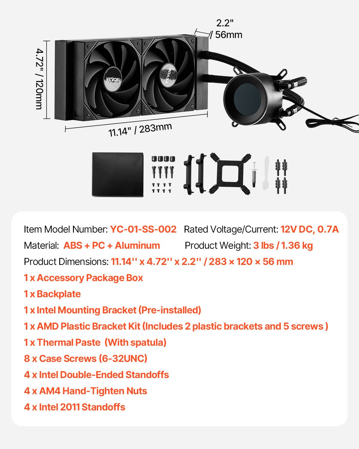 CPU-vätskekylare, AIO CPU-vattenkylare - 120 mm PWN-fläktar, pump, 1,8" skärm, max. 2200 RPM CPU-kylfläkt, effektiv svart PC-vattenkylare för Intel 115X/1366/2011/1700/1200, AMD AM4/AM5