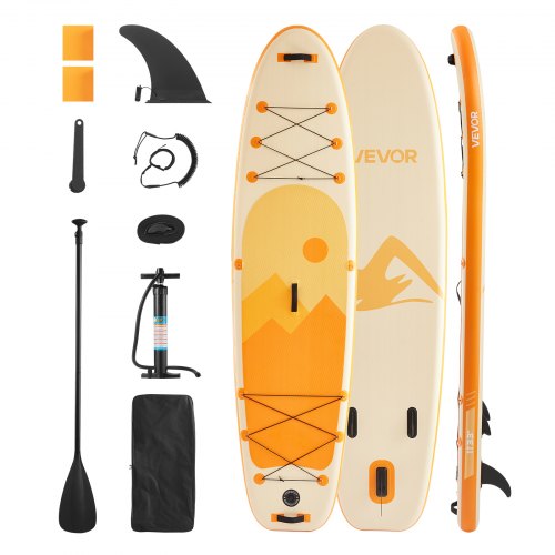 Uppblåsbar ståuppspaddelbräda, 3,35 m x 84 cm x 15 cm bred ultralätt SUP-paddelbräda, alla tillbehör ingår, pump, paddel, fena, ryggsäck, fotledsrem, rem, halkfritt däck för ungdomar och vuxna