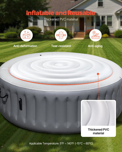 Uppblåsbart spabadsskydd, 164,5 cm runt spabadsskydd, isolerat spa-skydd för uppblåsbar spabad, väderbeständigt och vattentätt energibesparande lock för utomhusbruk, vitt