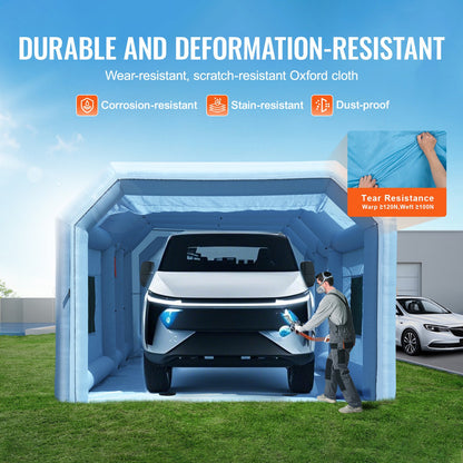 Uppblåsbar målarbox, 32,8 x 21 x 14,8 fot/10 x 6,4 x 4,5 m uppblåsbar sprutbox, med 1100 W + 750 W kraftfulla blåsmaskiner och luftfiltersystem, bärbar bilmålarbox för stor lastbil, stor skåpbil, stora maskiner