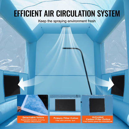 Uppblåsbar målarbox, 9,8 x 8,2 x 8,2 fot/3 x 2,5 x 2,5 m uppblåsbar sprutbox, med 550 W kraftfull fläkt och luftfiltersystem, bärbar billackeringsbox för motorcykel, cykel, små möbelmålning