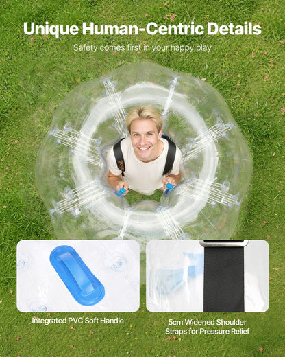Uppblåsbar Bumper Ball 1-pack, 5FT/1.5M Body Sumo Zorb-bollar för tonåringar och vuxna, 0.8mm tjocka PVC-mänskliga hamsterbubbelbollar för utomhuslek, Bumper Bopper-leksaker för trädgård, gård, park