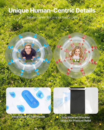 Uppblåsbara Bumper Balls 2-pack, 5FT/1.5M Body Sumo Zorb-bollar för tonåringar och vuxna, 0.8mm tjocka PVC-mänskliga hamsterbubbelbollar för utomhuslek, Bumper Bopper-leksaker för trädgård, gård, park