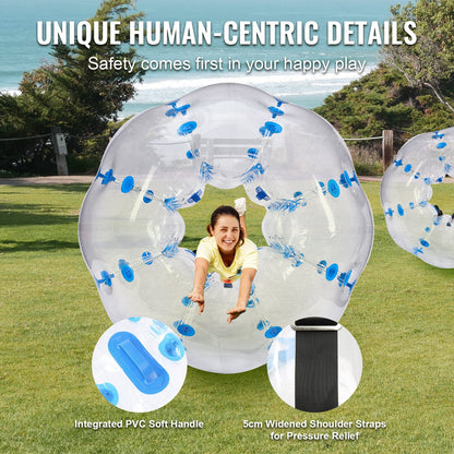 Uppblåsbar Bumper Ball 1-pack, 5FT/1.5M Body Sumo Zorb-bollar för tonåringar och vuxna, 0.8mm tjocka PVC-mänskliga hamsterbubbelbollar för utomhuslek, Bumper Bopper-leksaker för trädgård, gård, park