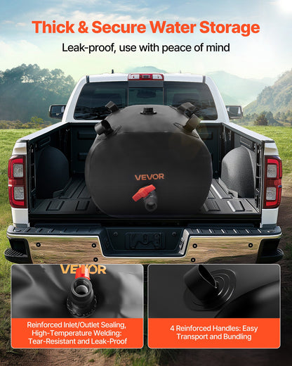 Vattenlagringsblåsa, 113L vattenlagringsbehållare, 1000D PVC förtjockad mjuk påseblåsa, hopfällbar och bärbar för trädgårdsbevattning, camping, husbilar, nödanvändning - svart
