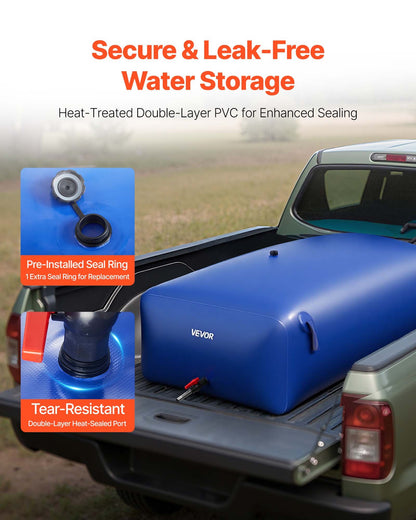 Vattentank med stor kapacitet på 1000 liter, bärbar och hopfällbar mjukvattenbehållare, läckagesäker och rivtålig PVC-nödvattentank för husbil och utomhusbruk