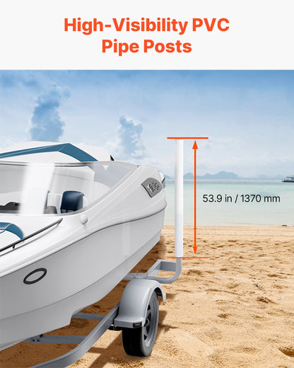 Båttrailerstyrning, 1524 mm justerbara släpvagnsstyrstänger, 2 st släpvagnsstyrningar i höghård stål, släpvagnsstyrningar med PVC-rör, för skidbåt, fiskebåt eller segelbåtstrailer